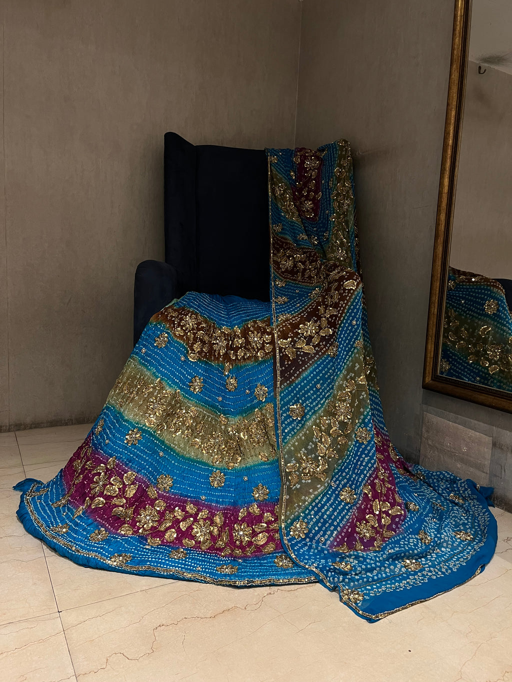 Unstitched Bandej Lehenga Set