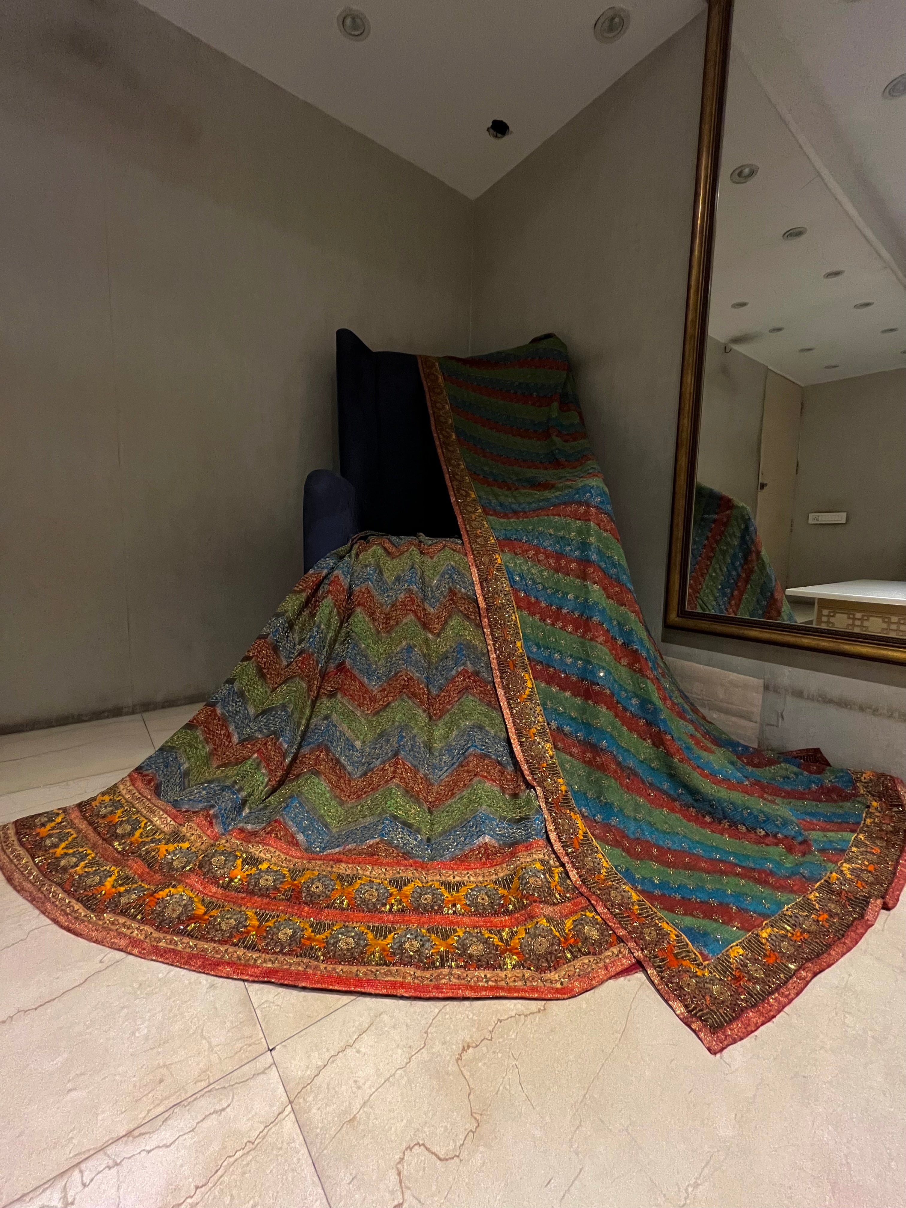 Multi-coloured Havy Zari Lehenga set
