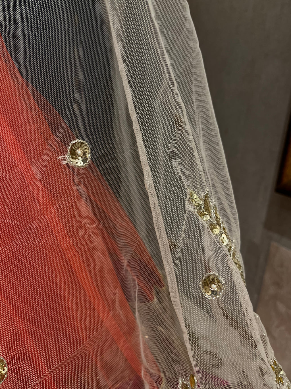 Rush Orange Net Lehenga Set