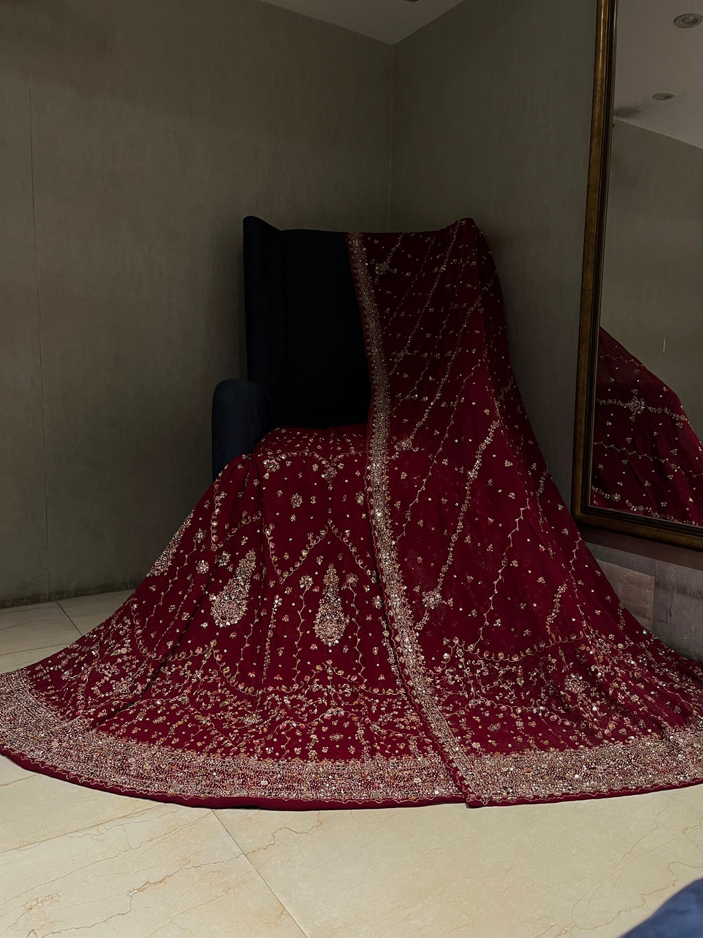 Traditional Deep Red Bridal Lehenga