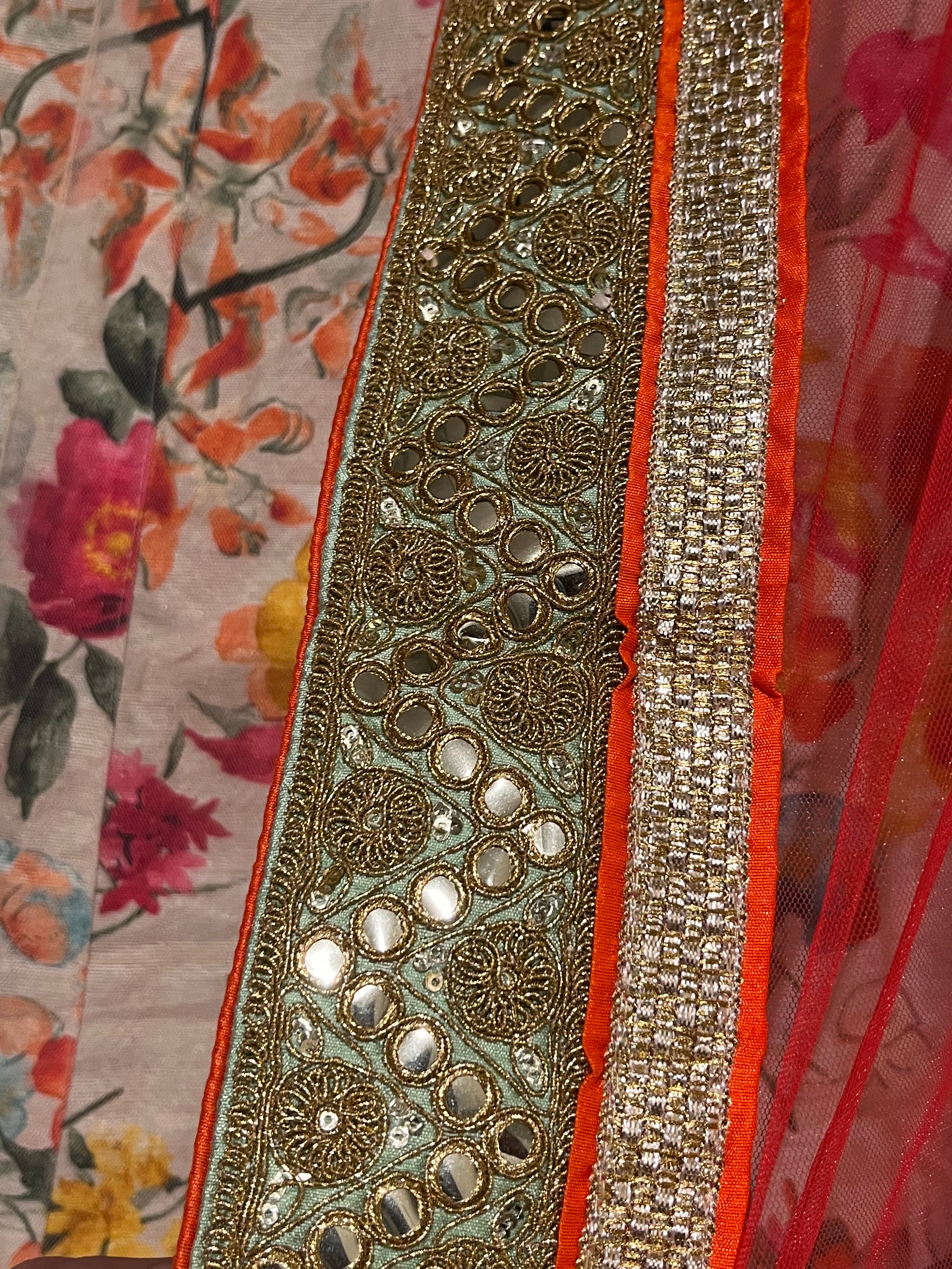Printed Peach lehenga set