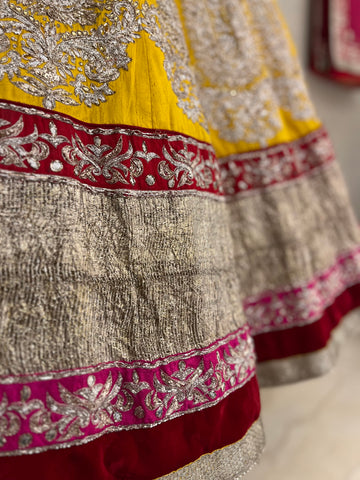 Mango Yellow Raw Silk Lehenga Set