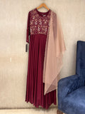 Wine and Peach Anarkali Suit