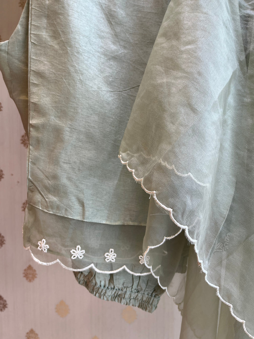 Elaichi Green Silk Straight Suit Set