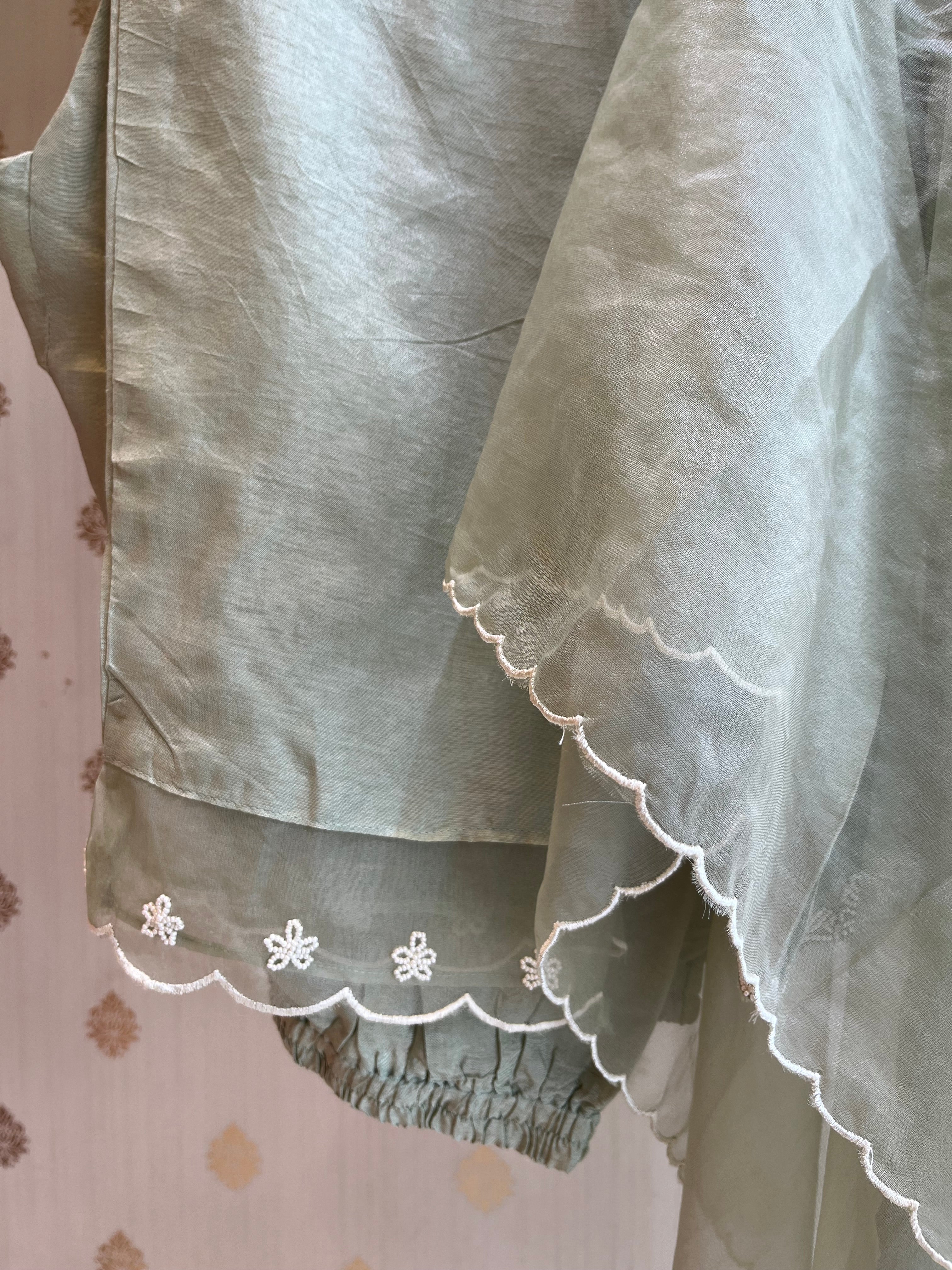 Elaichi Green Silk Straight Suit Set