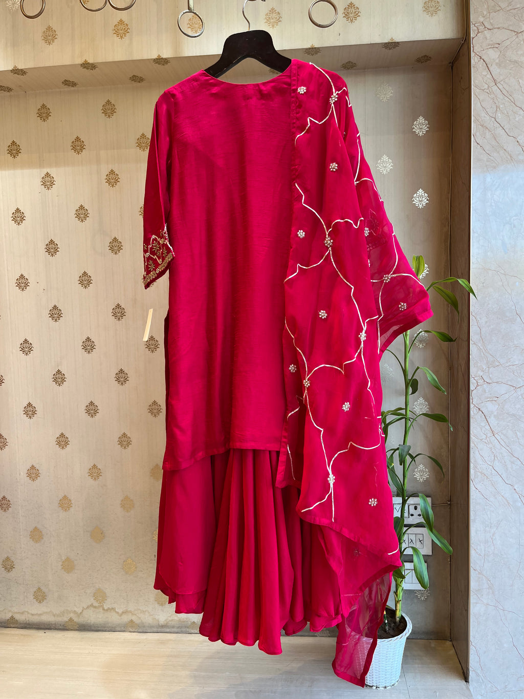 magenta gotta patti suit set