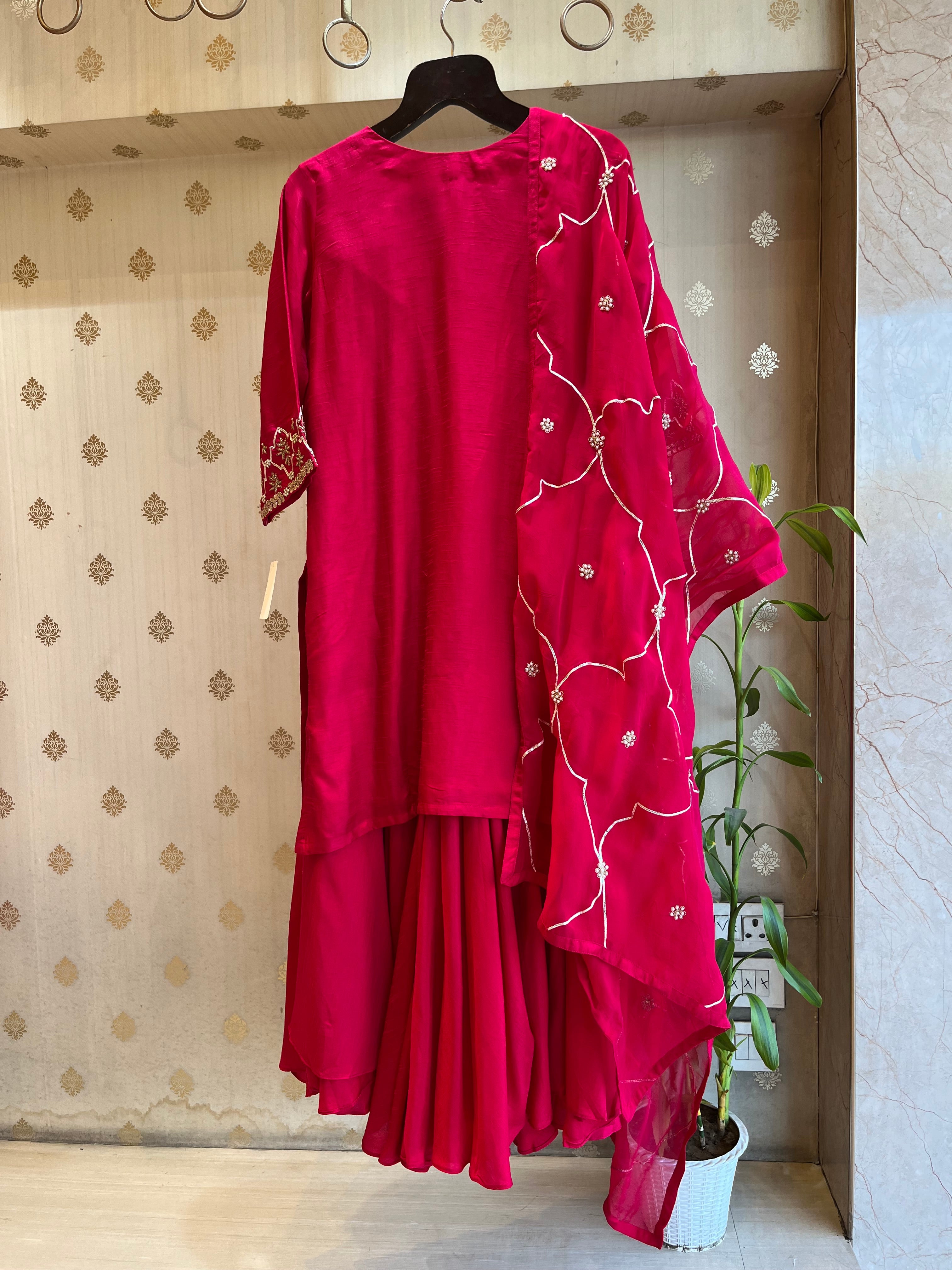 magenta gotta patti suit set