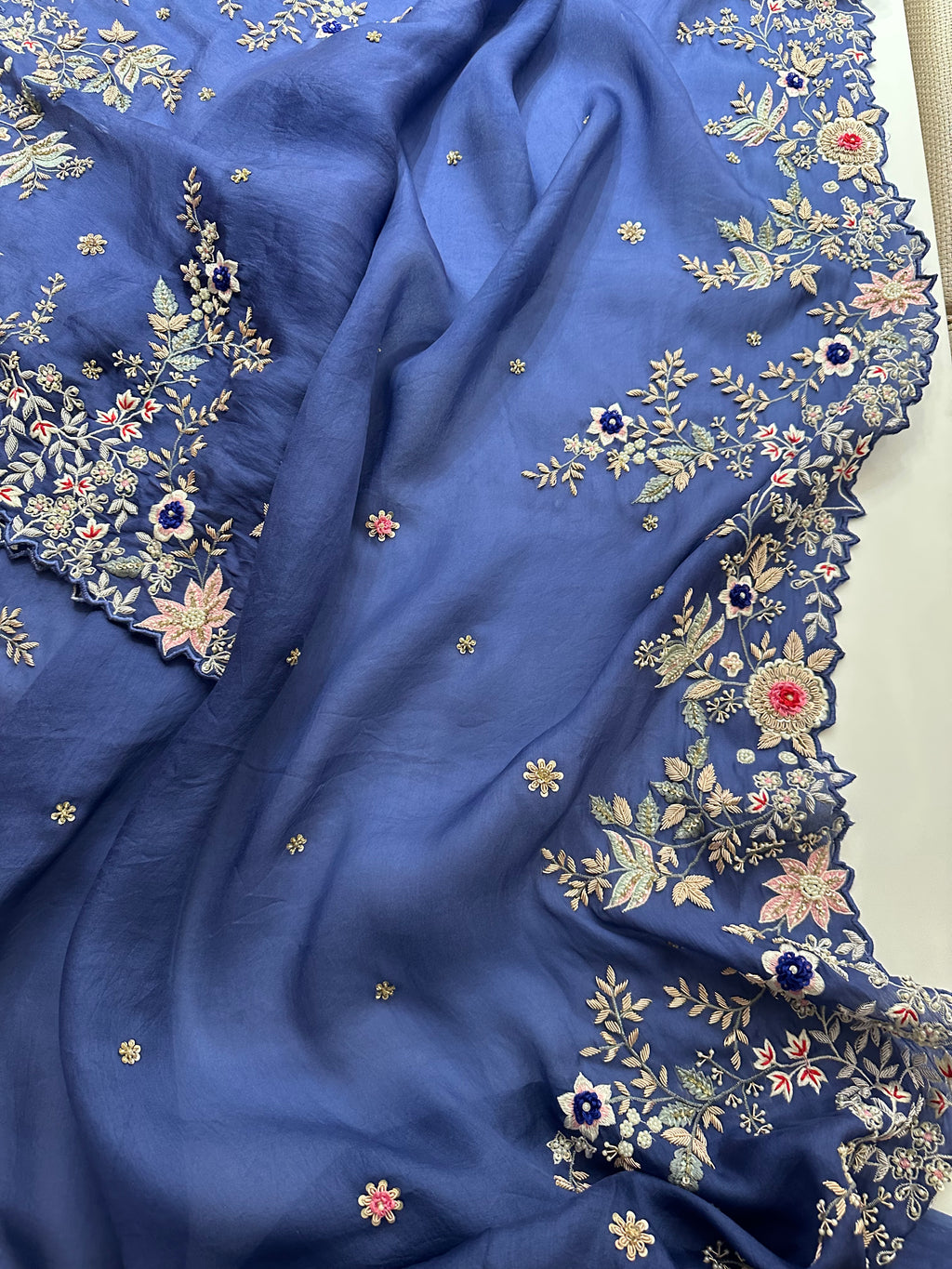 Ocean Blue Resham saree