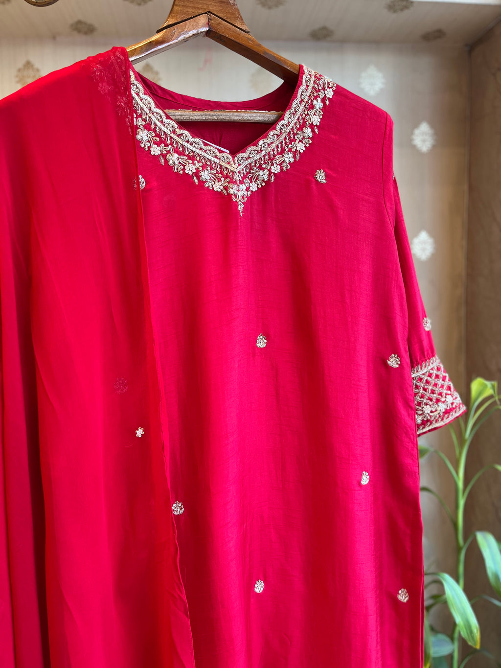 Magenta Pink Silk Suit