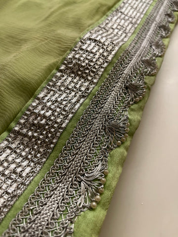 Pista green georgette saree