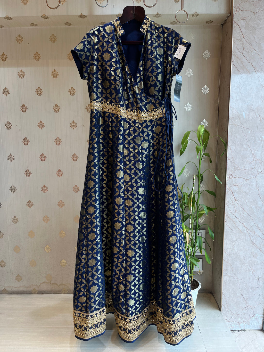 Midnight Blue Banarasi Angrakha