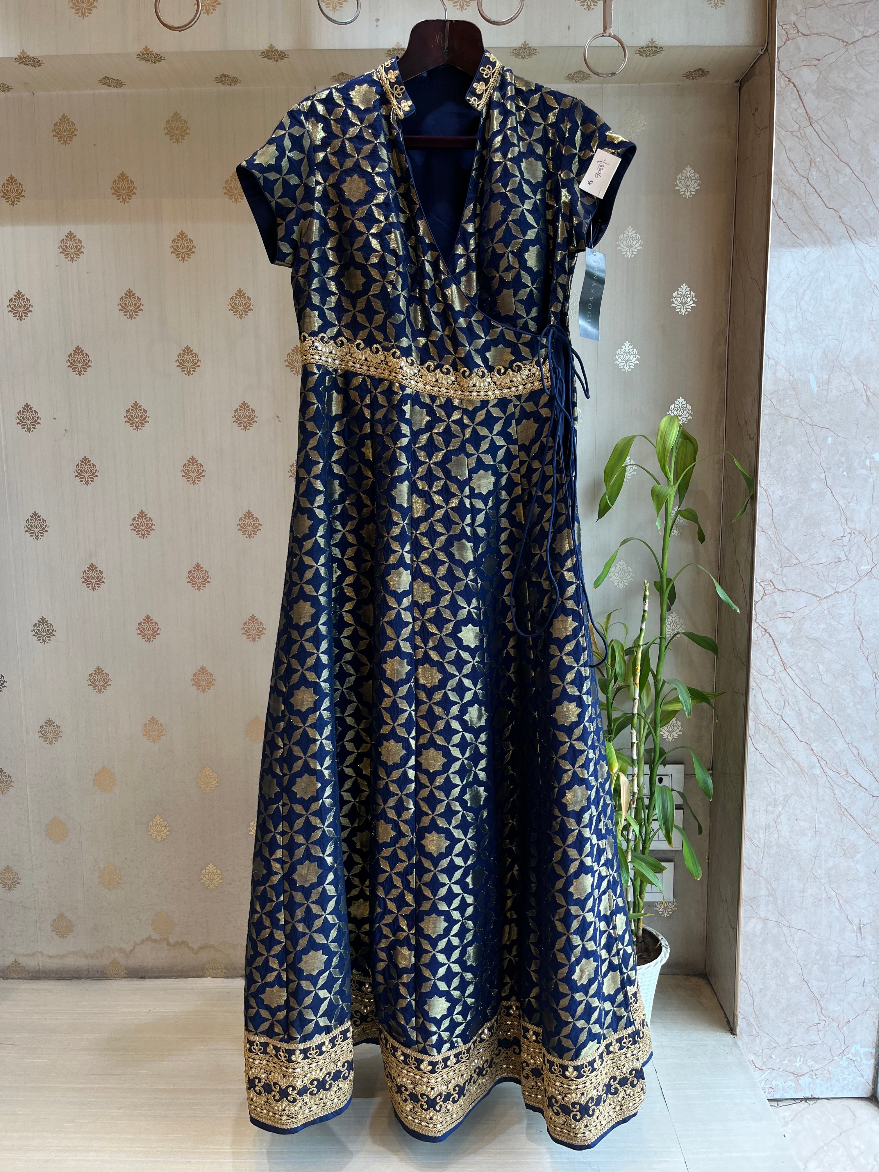 Midnight Blue Banarasi Angrakha