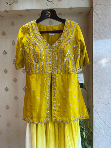 Mustard Yellow kothi and Skirt set