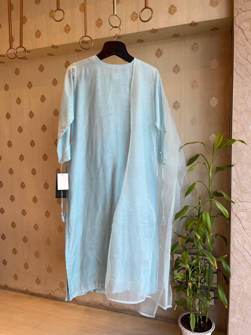 Sky Blue Silk Suit