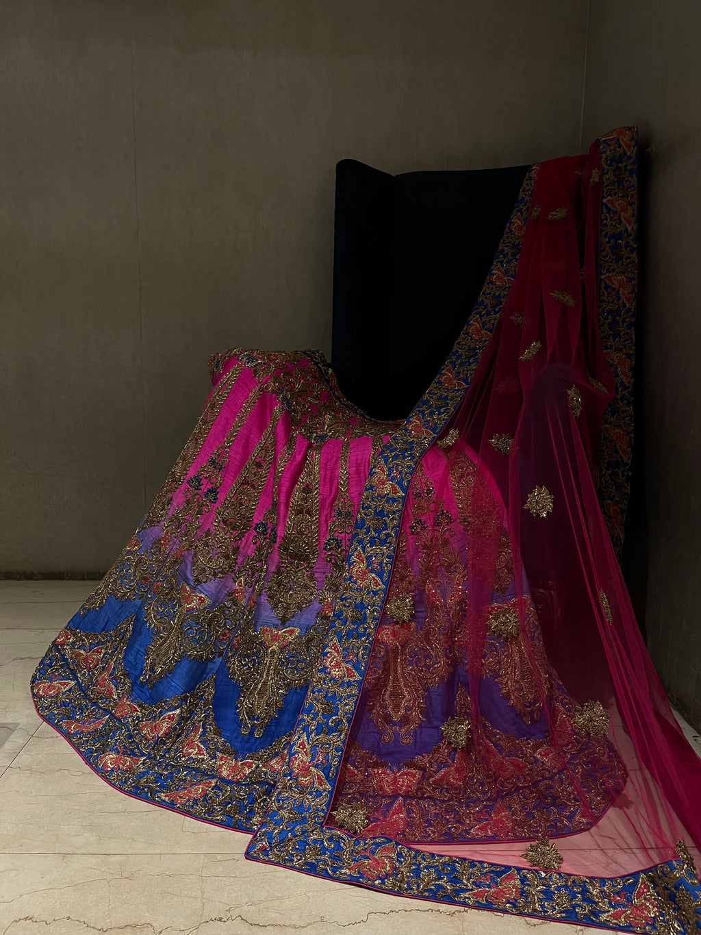 Pink Blue Ombré Lehenga Set