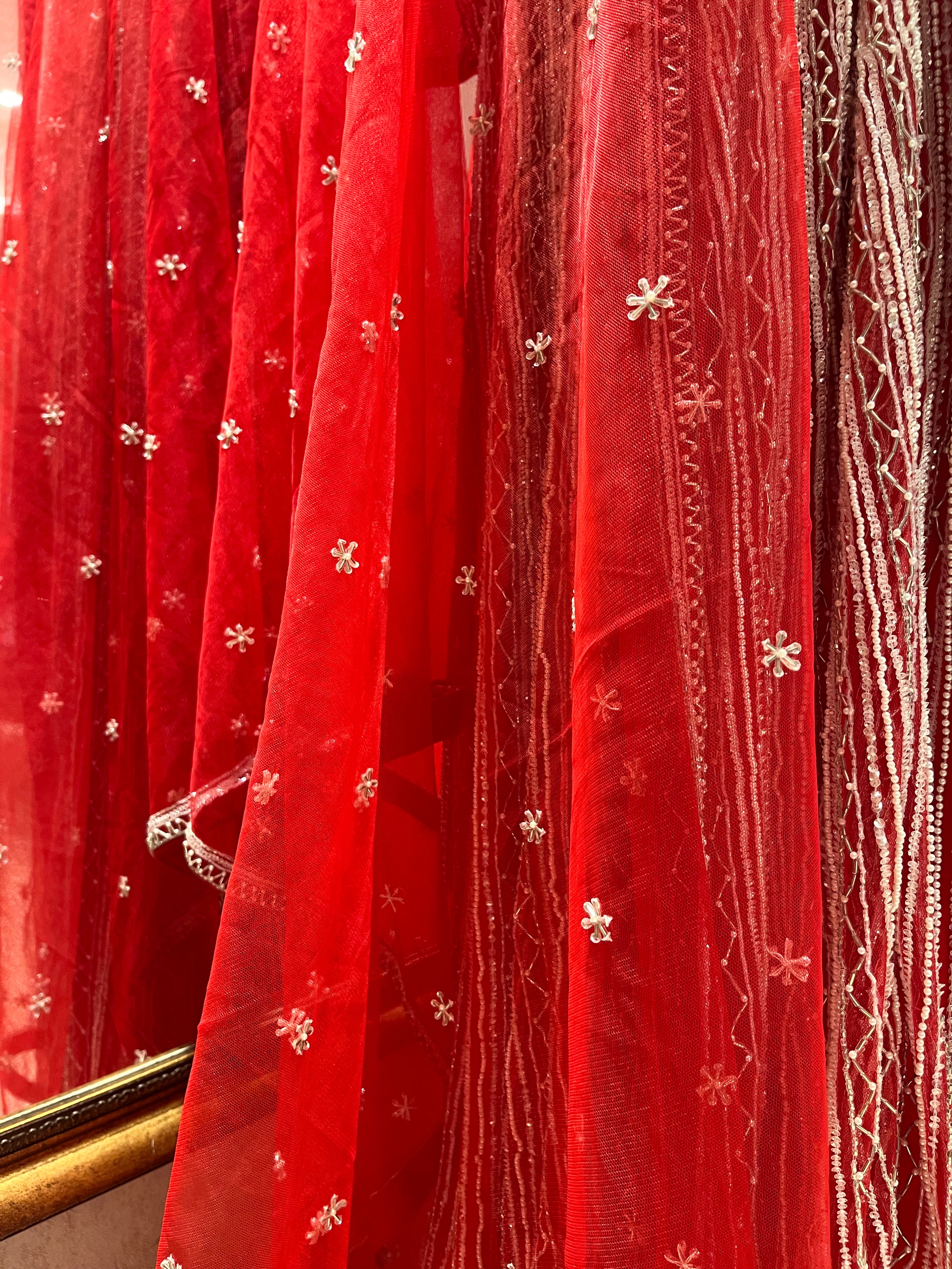 Evening indo-western set in bridal red