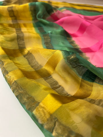 multicoloured Pure chiffon saree