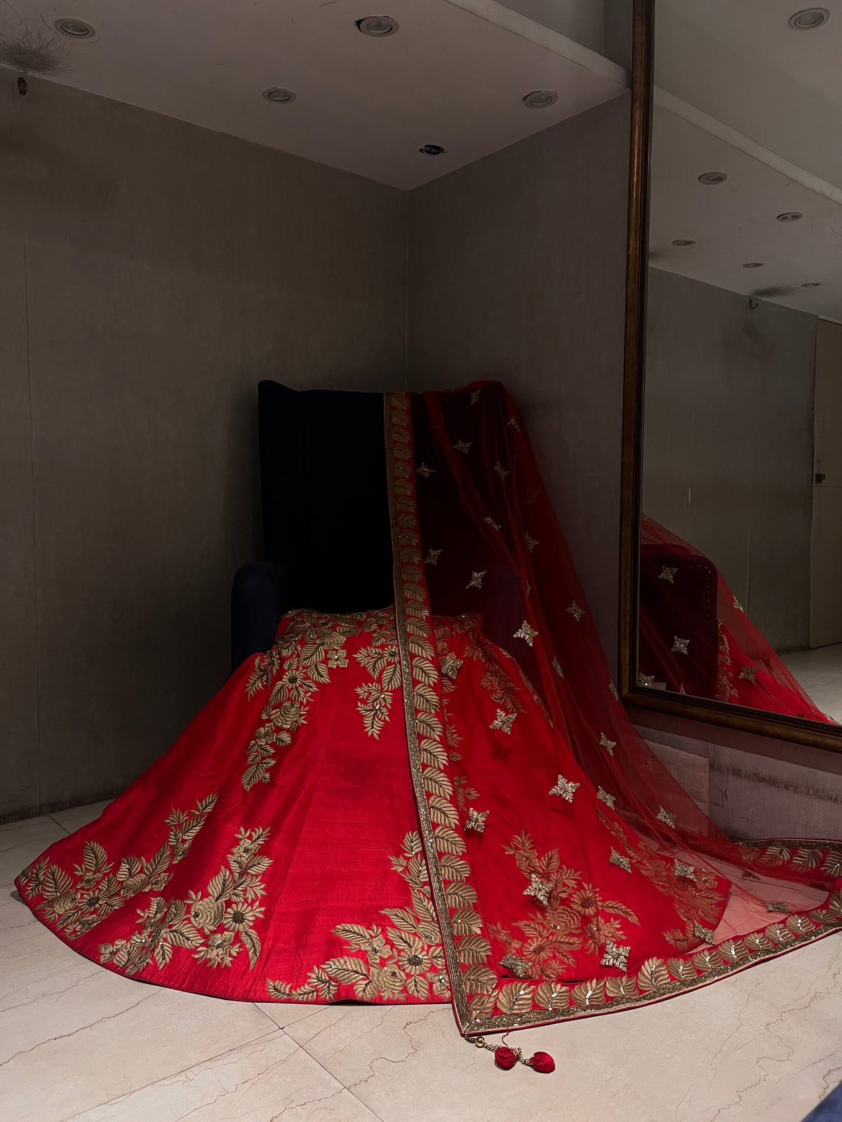 bridal red sabya lehenga set