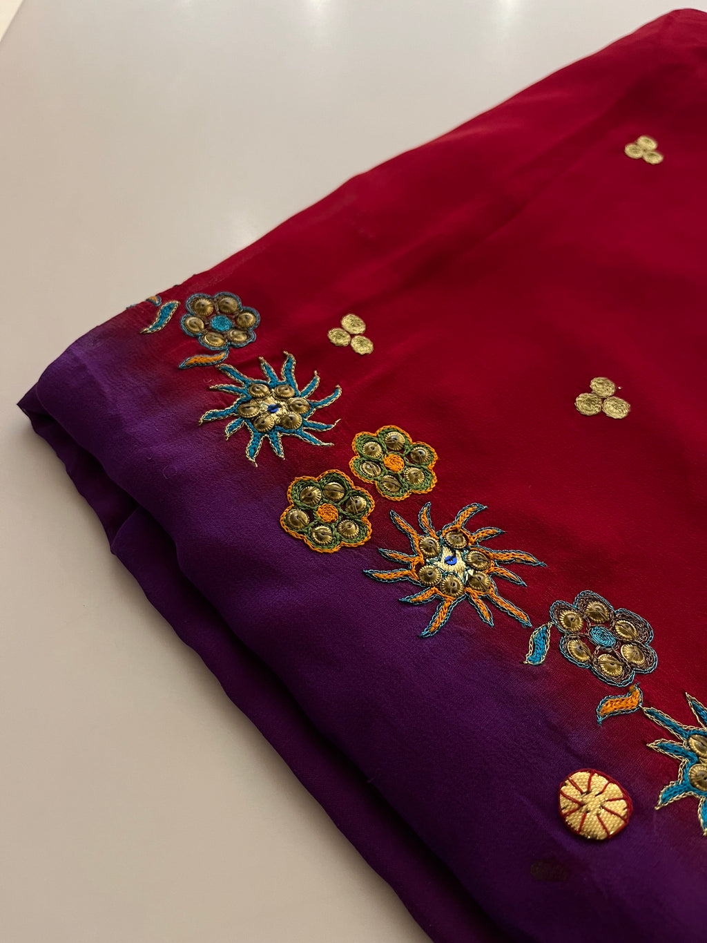 Violet & Red Georgette saree