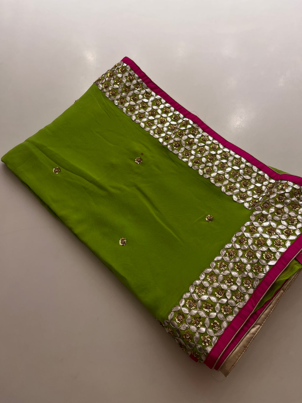 parrot green traditional gotta saree