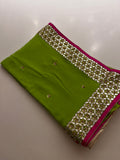 parrot green traditional gotta saree