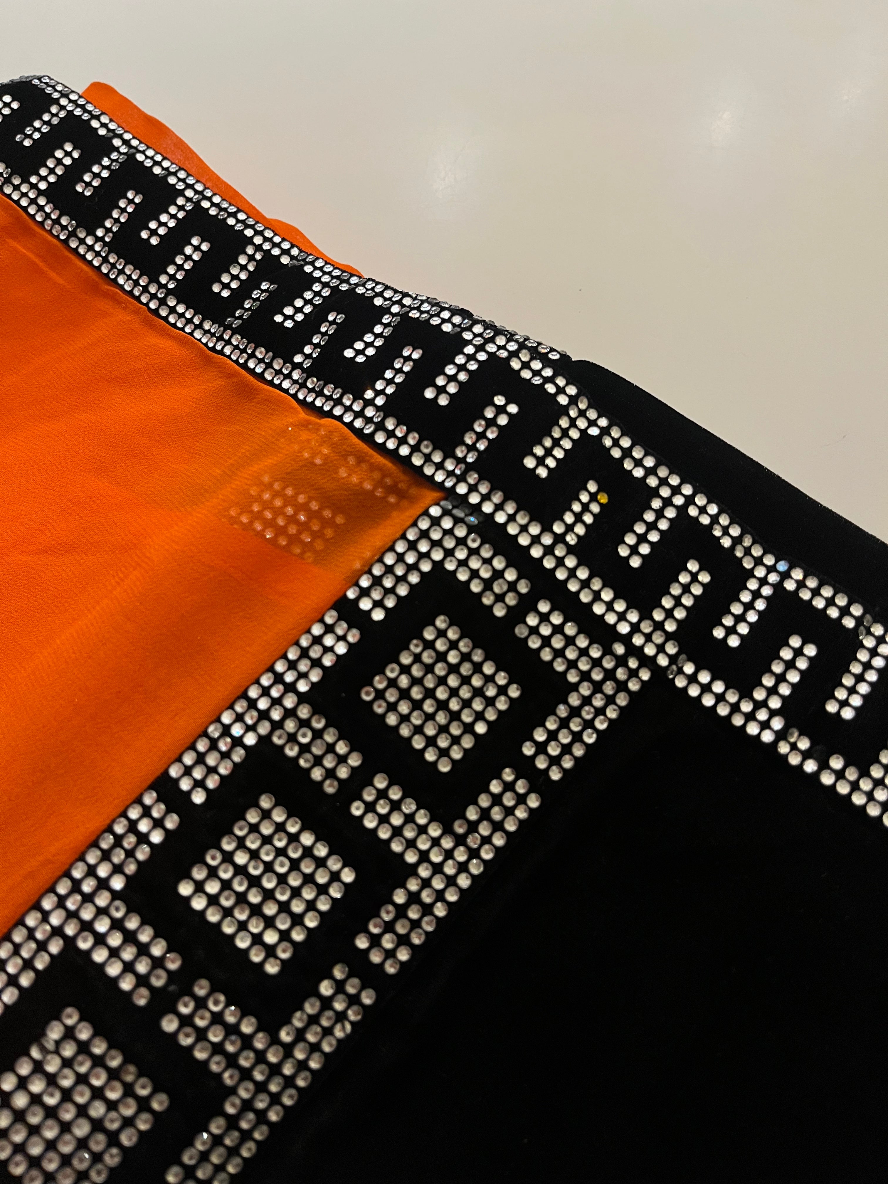 Tangerine PureGeorgette Saree