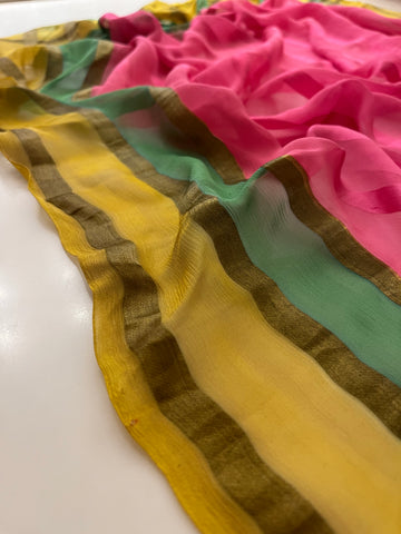 multicoloured Pure chiffon saree