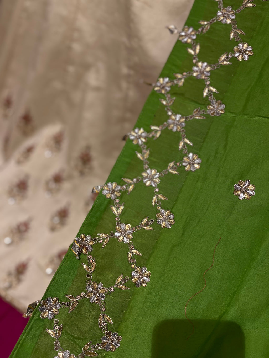 Cream Silk Lehenga Set