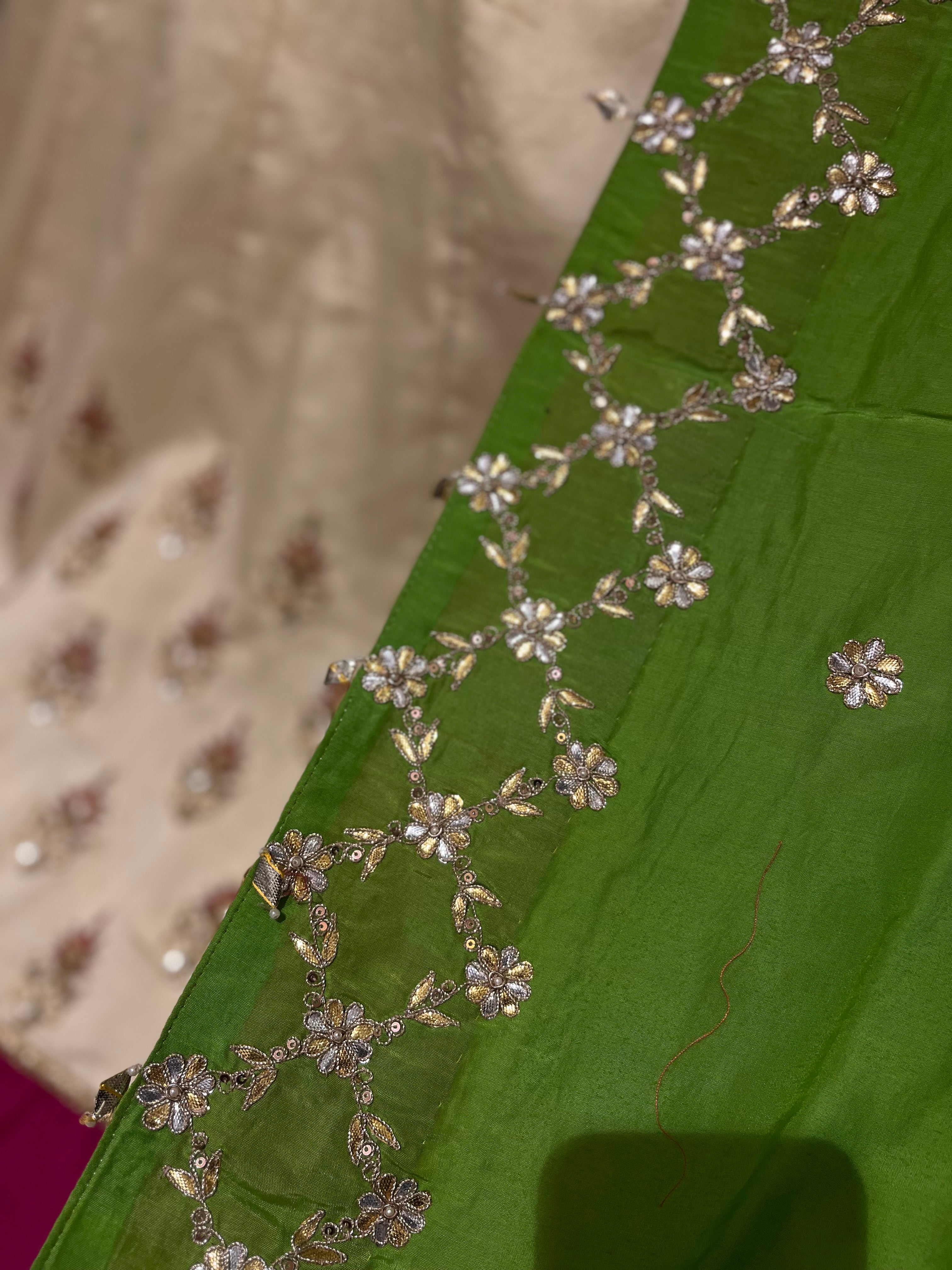 Cream Silk Lehenga Set