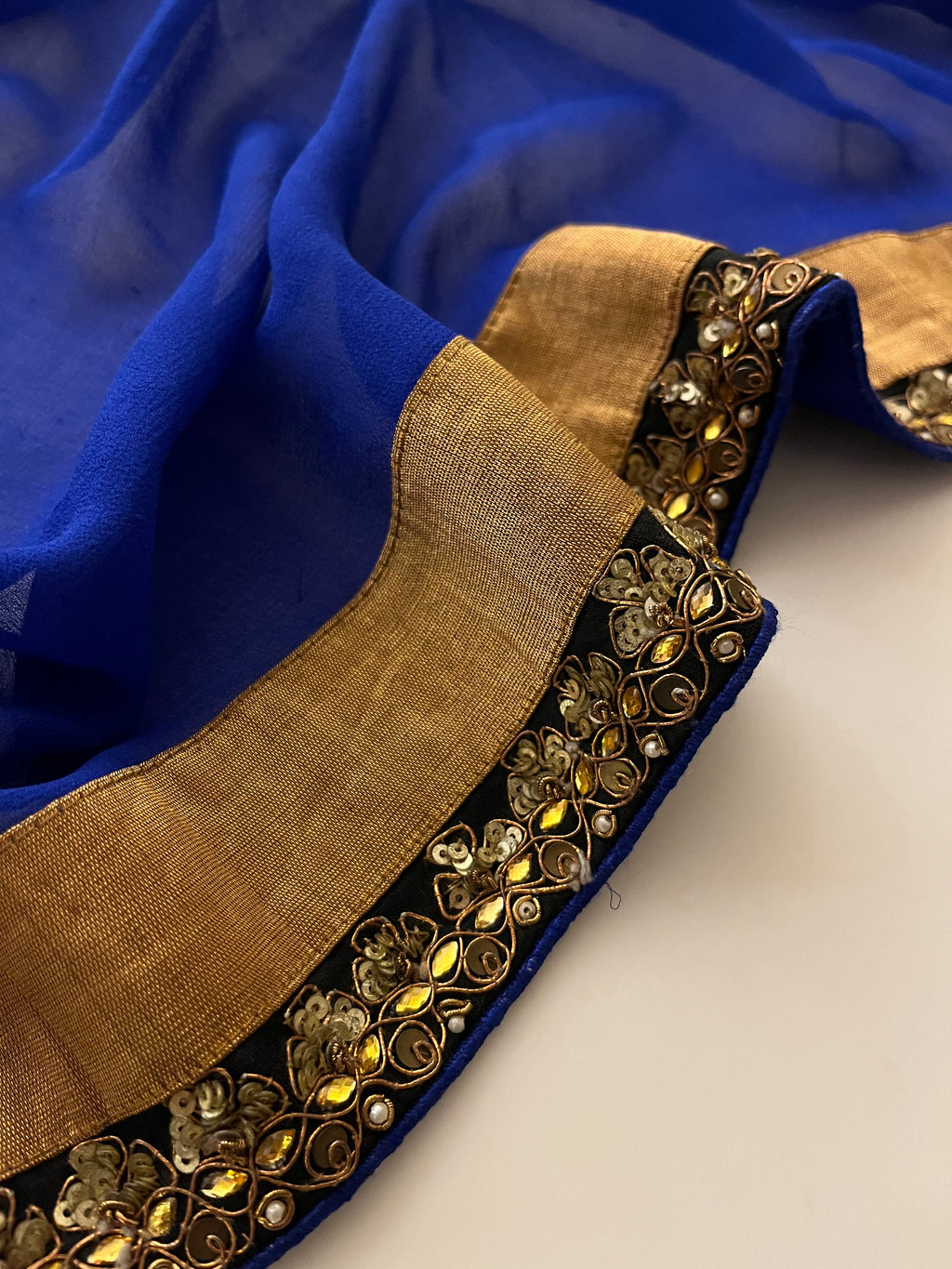 Royal Blue Pure Georgette Saree