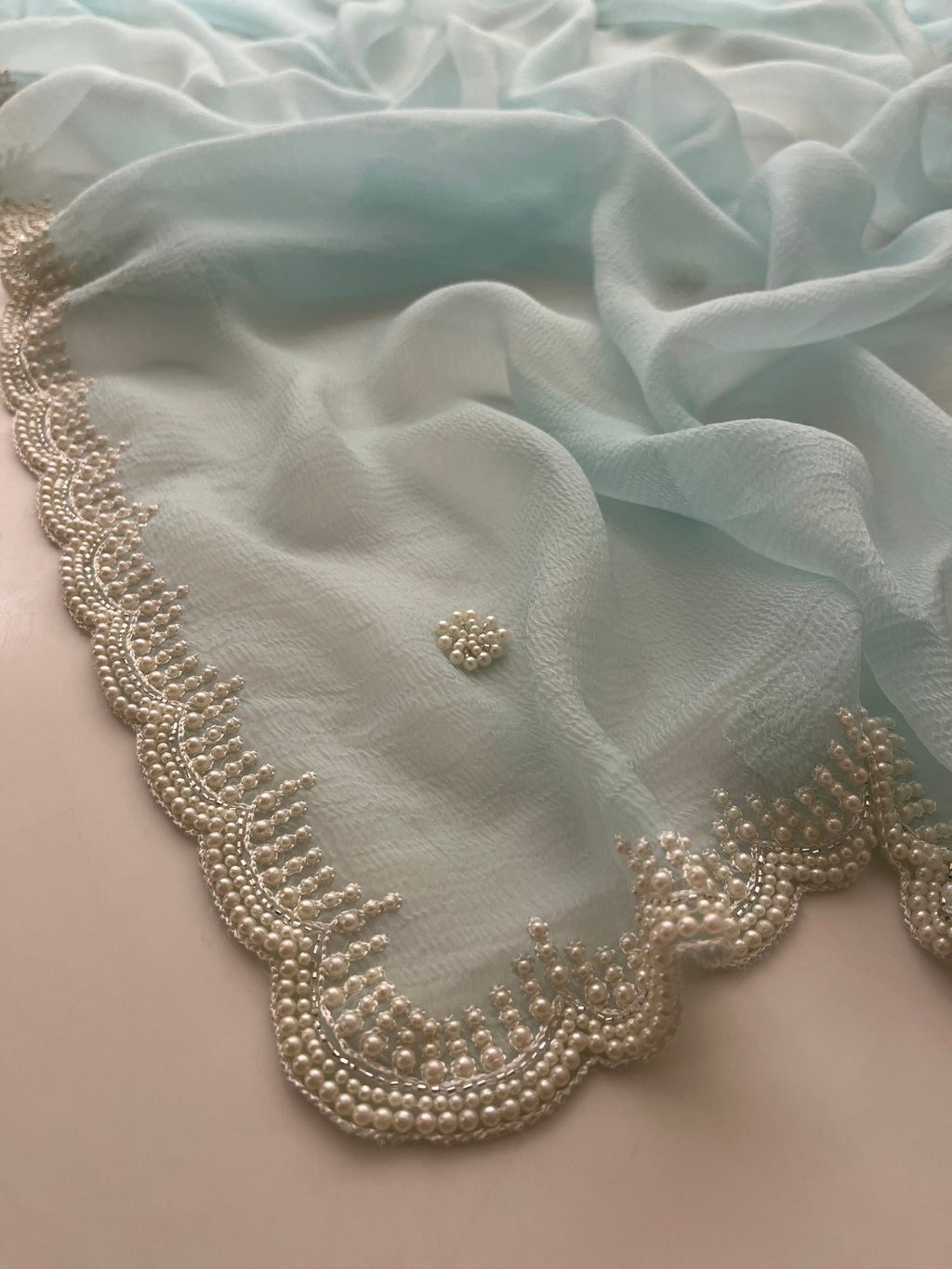 Pretty Pearls Aqua Saree