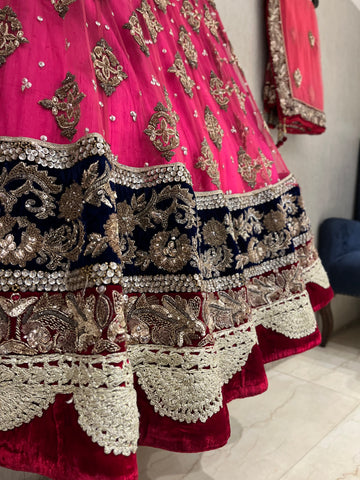 beautiful pink heavy net lehenga set