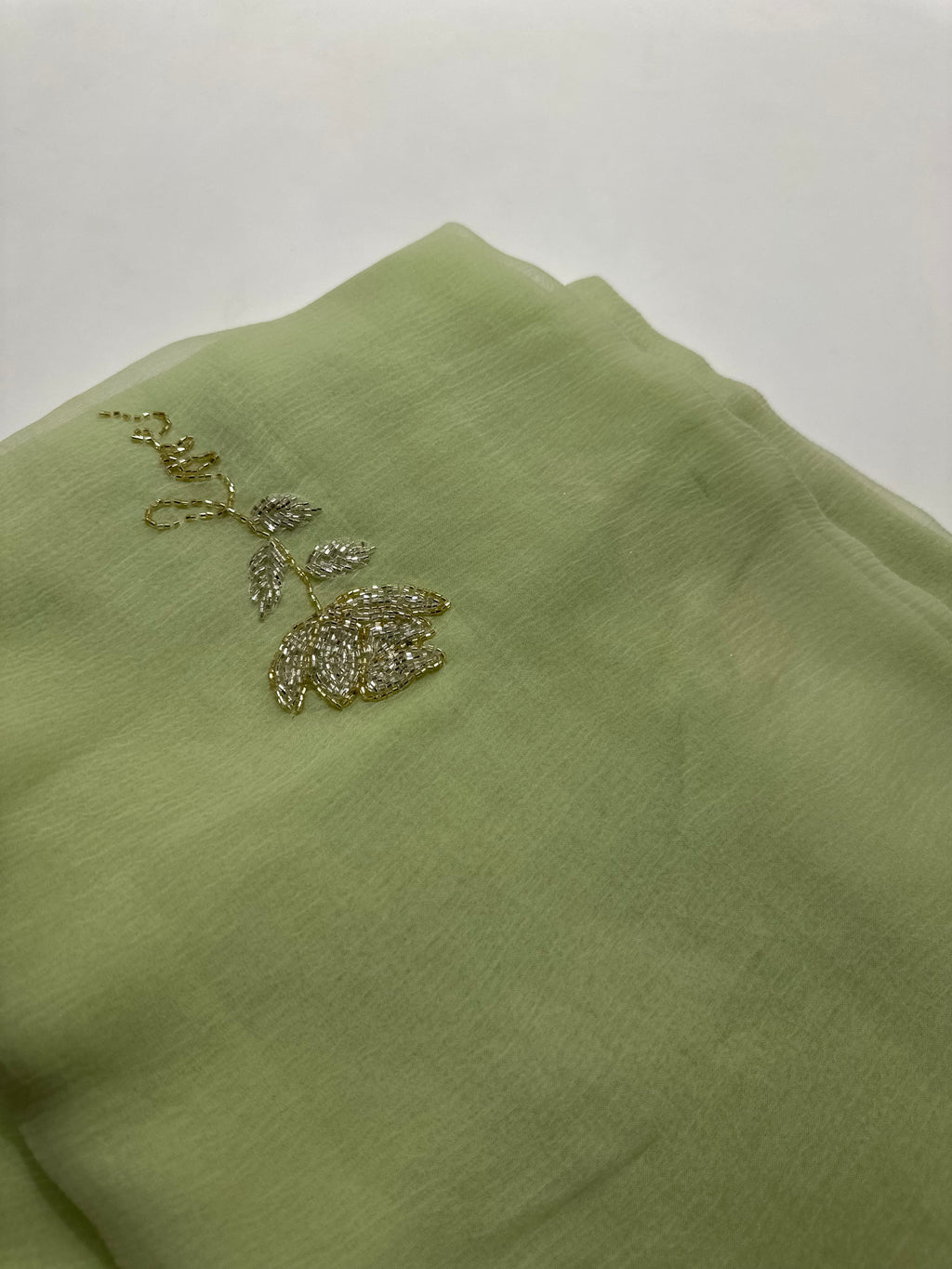 Pista chiffon rose saree