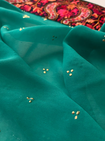 Green Ombré pure georgette saree