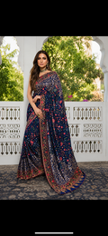 Navy blossom saree