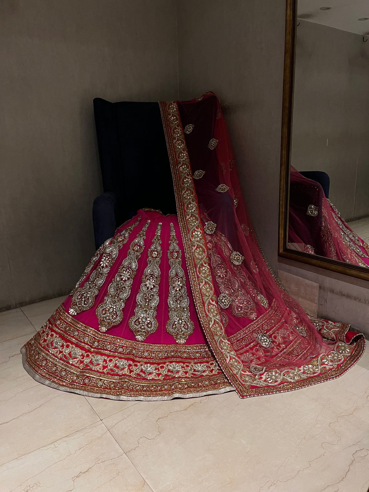 Deep Pink Bridal Lehenga Set