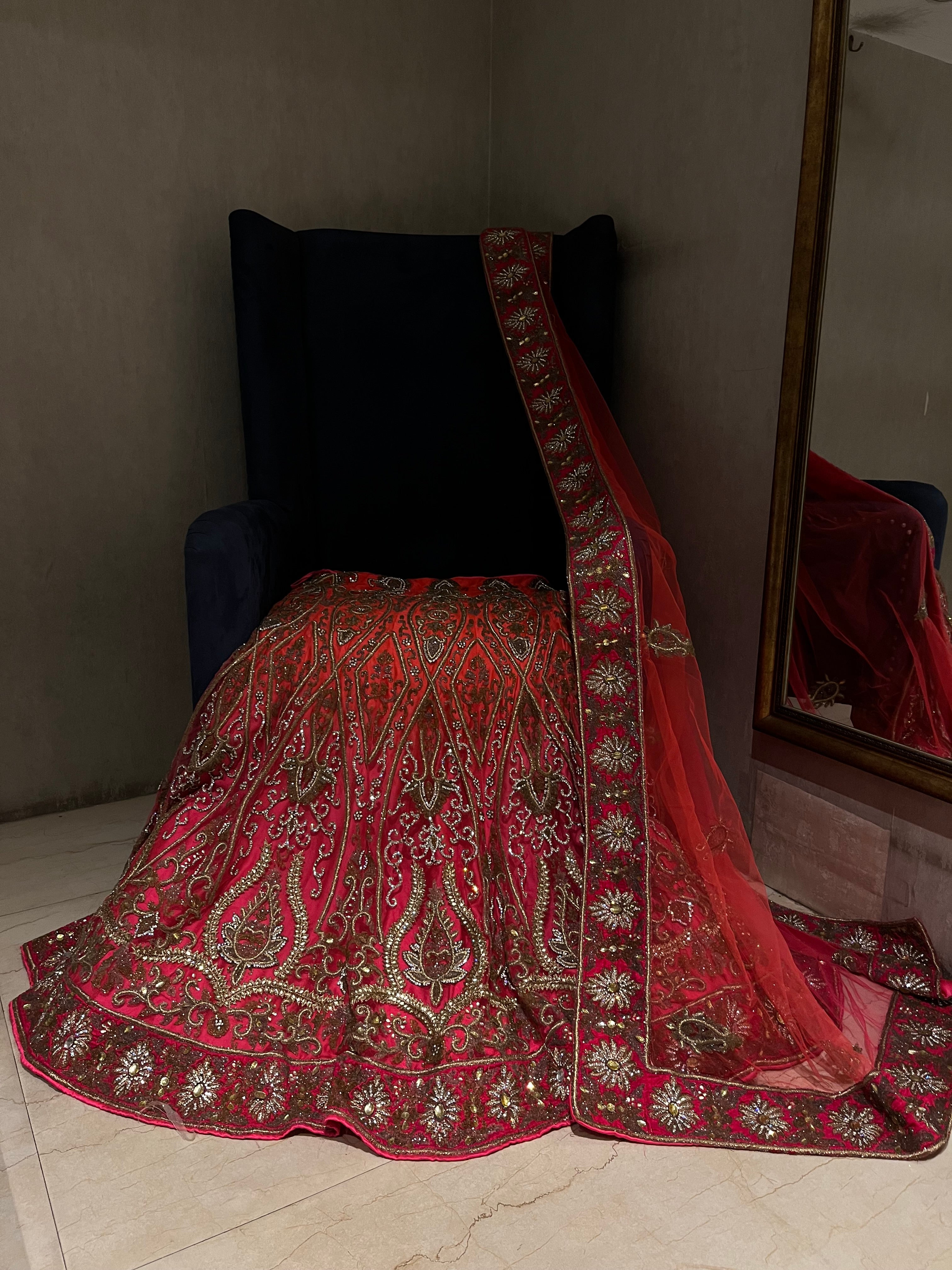 Pink Net Lehenga Set