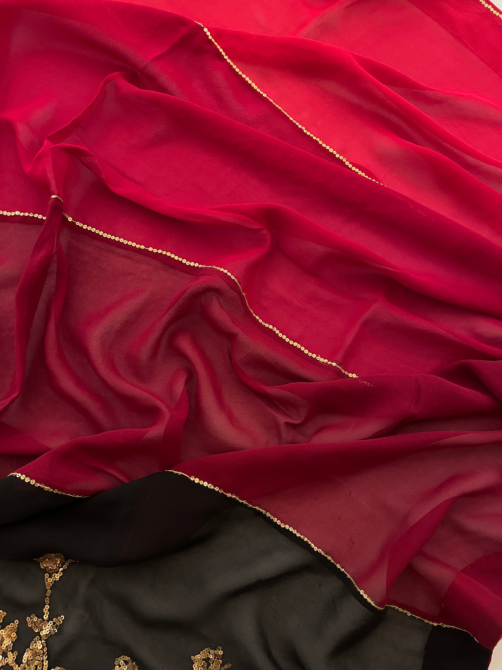 Cherry Red Georgette Saree