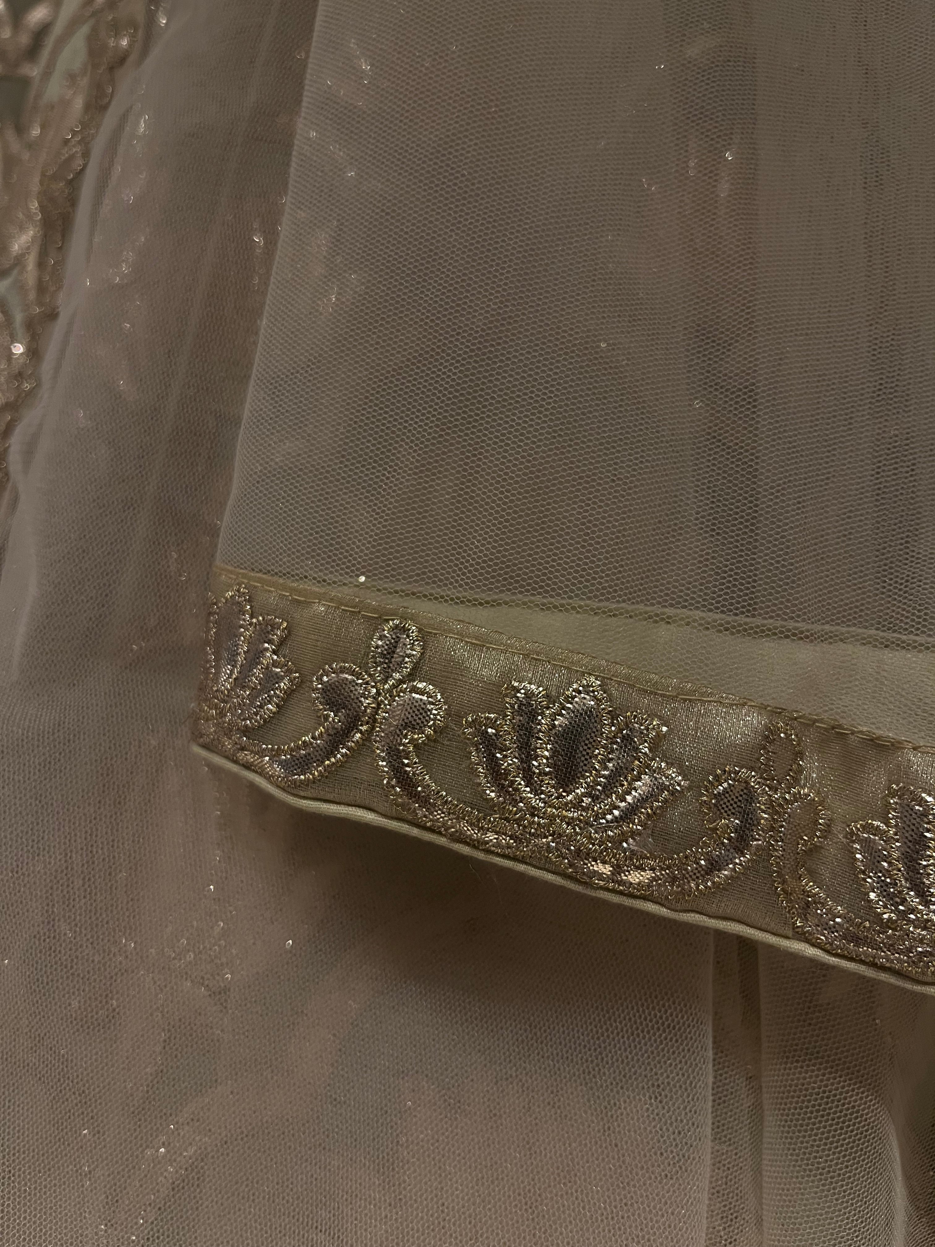 Golden Organza Lotus Lehenga Set