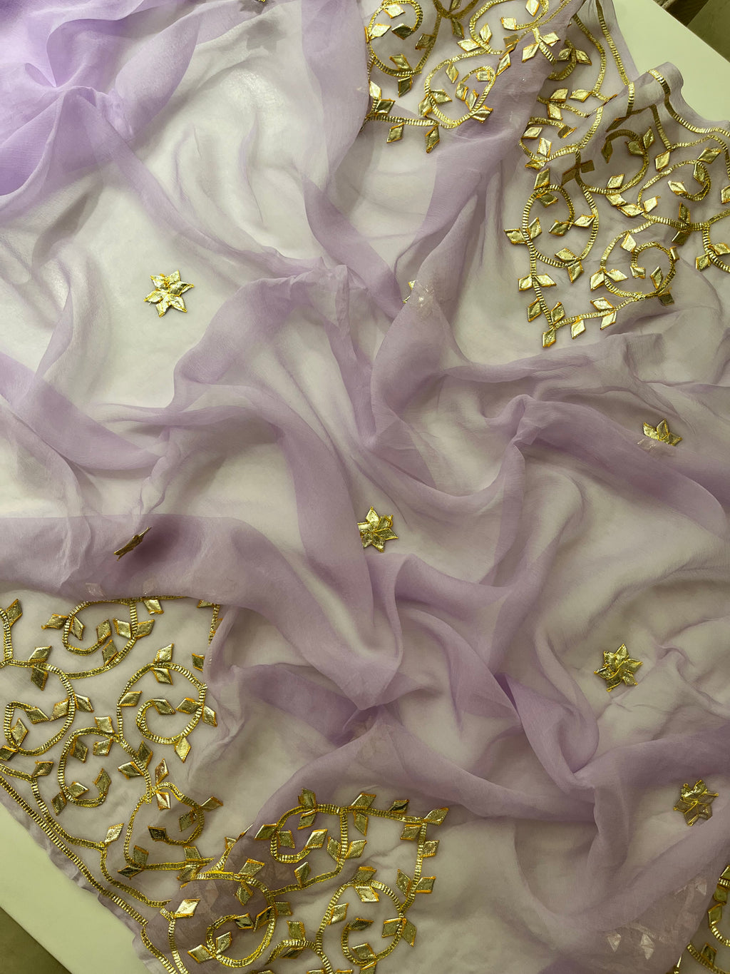 Lavender katcha gotapatti saree