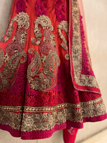 Rose red lehenga set