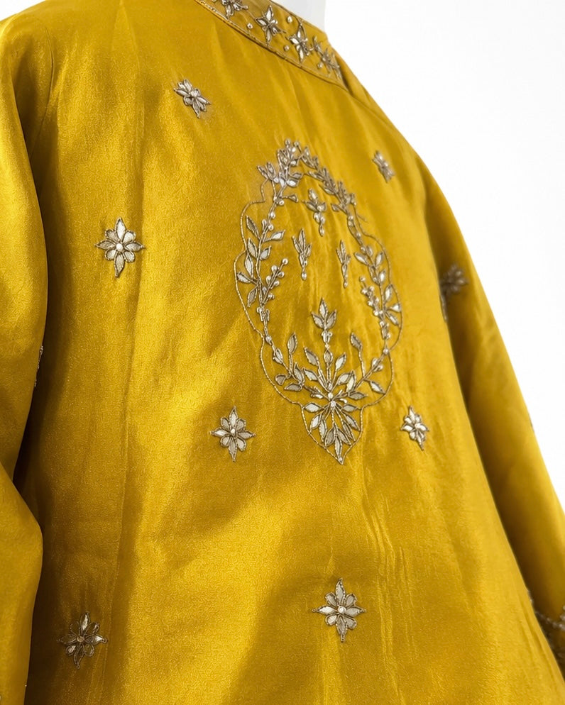 Yellow Indo western lehenga