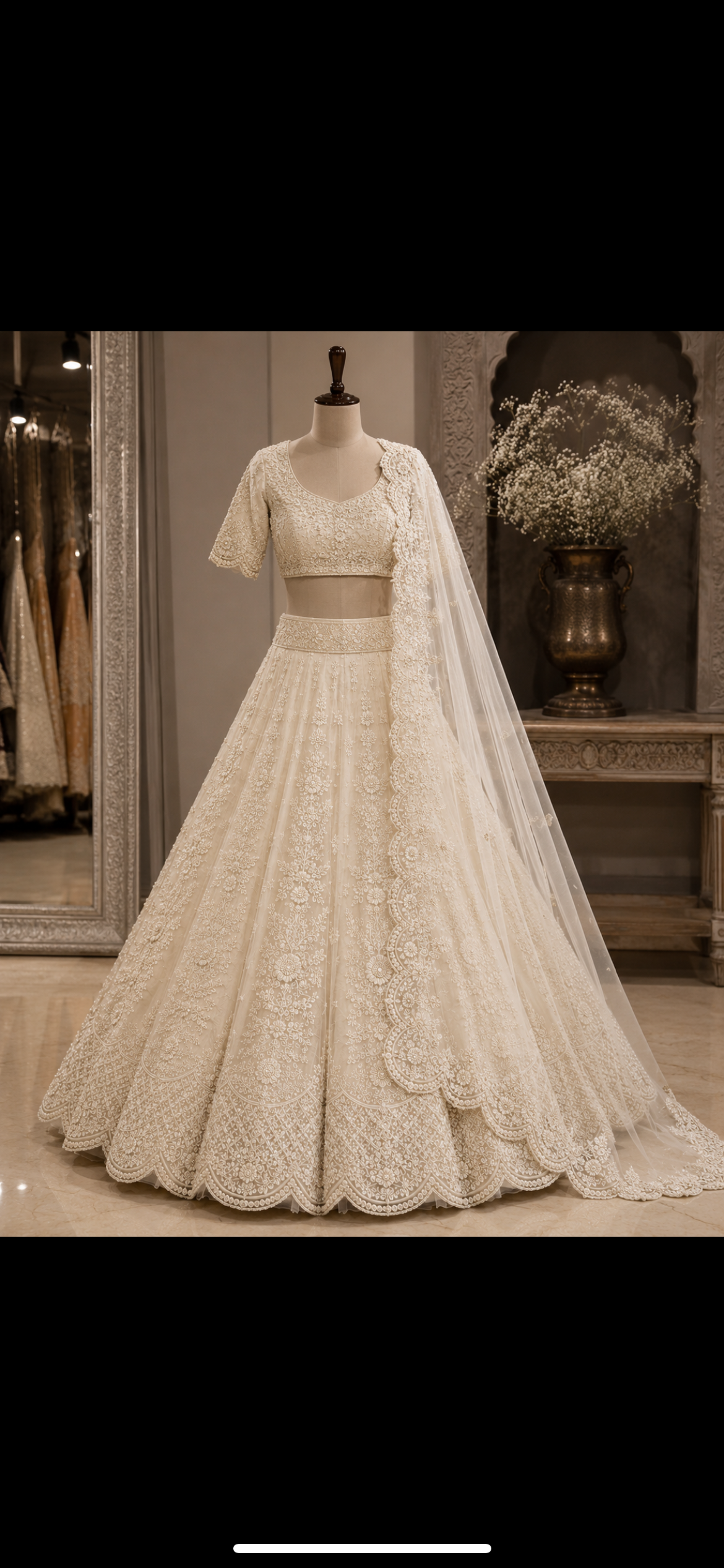 ENCHANTE’ Ivory lehenga