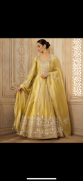 Yellow tissue Anarkali Gotapatti