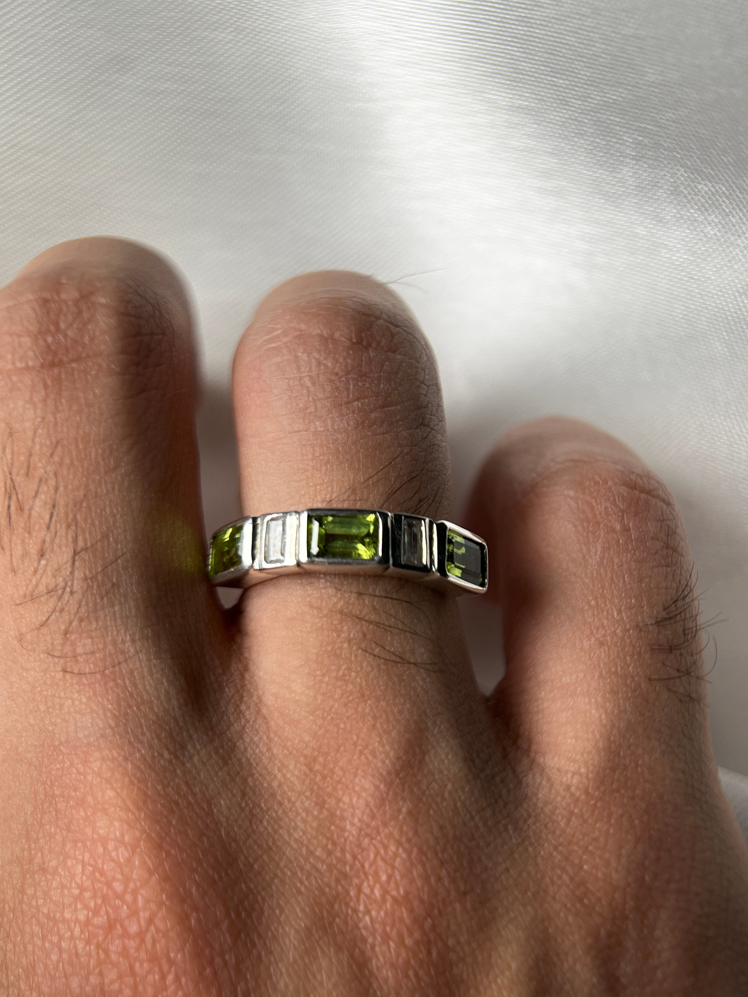 Grape Peridot Silver Ring
