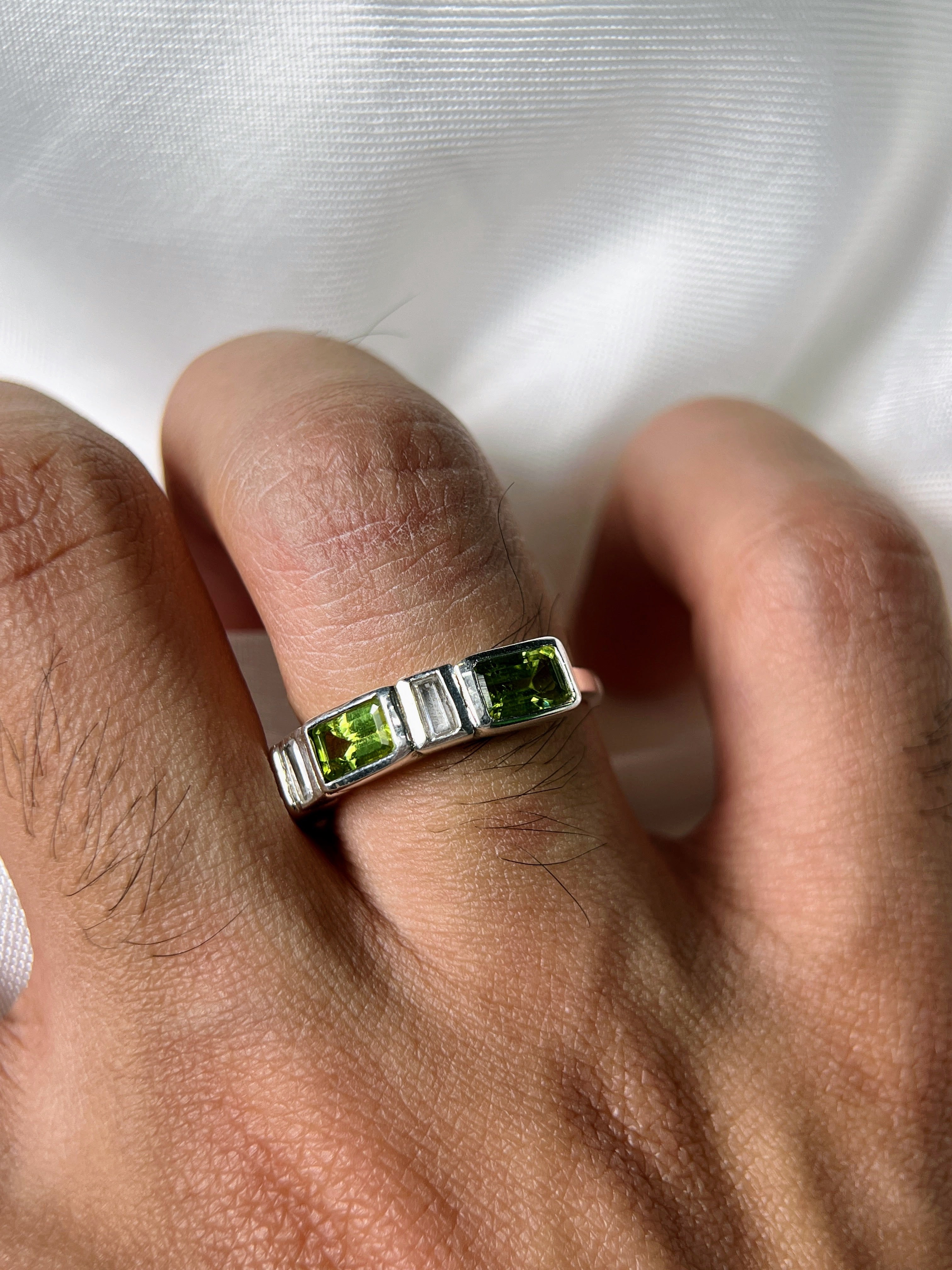 Grape Peridot Silver Ring