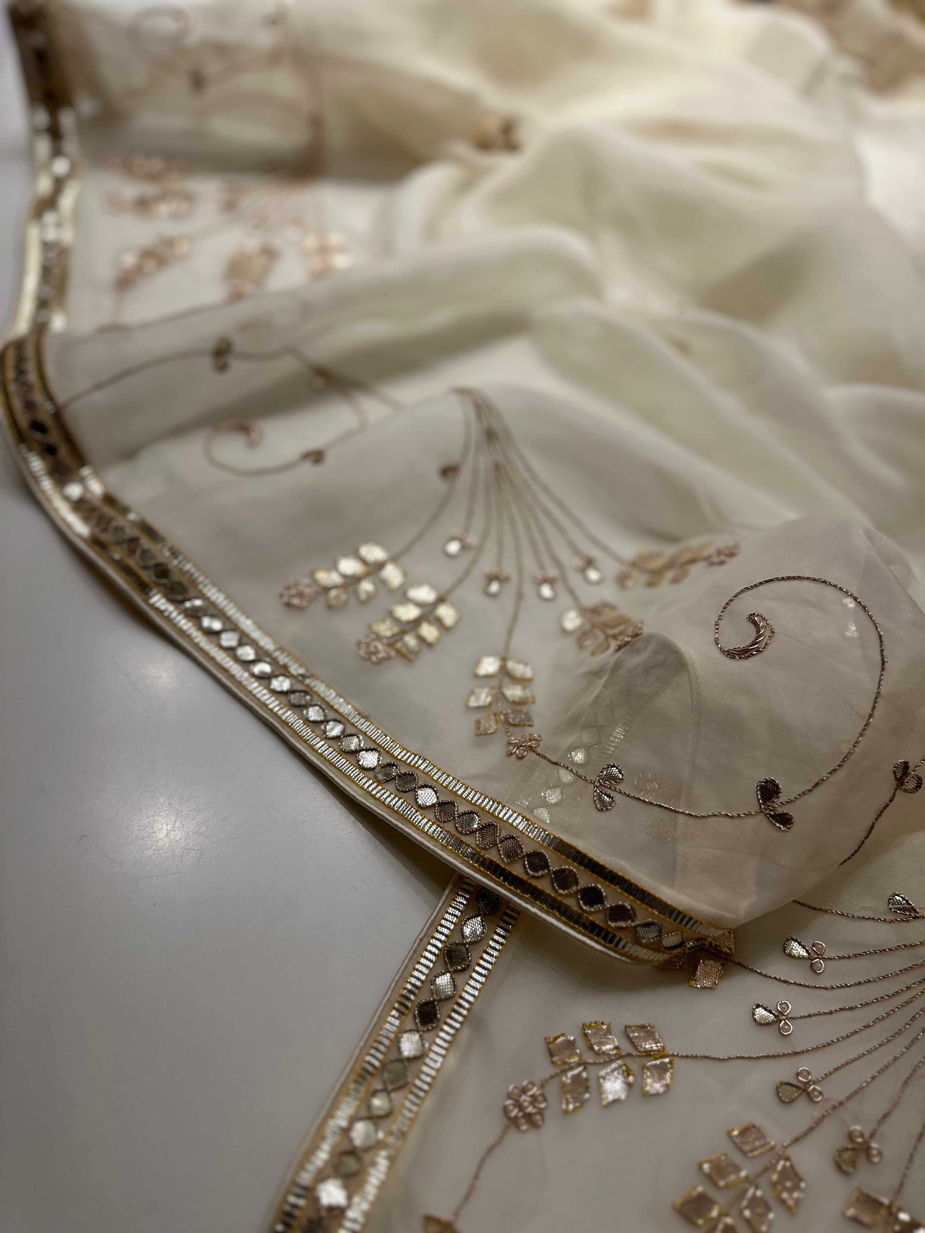 Padmini Cream organza saree