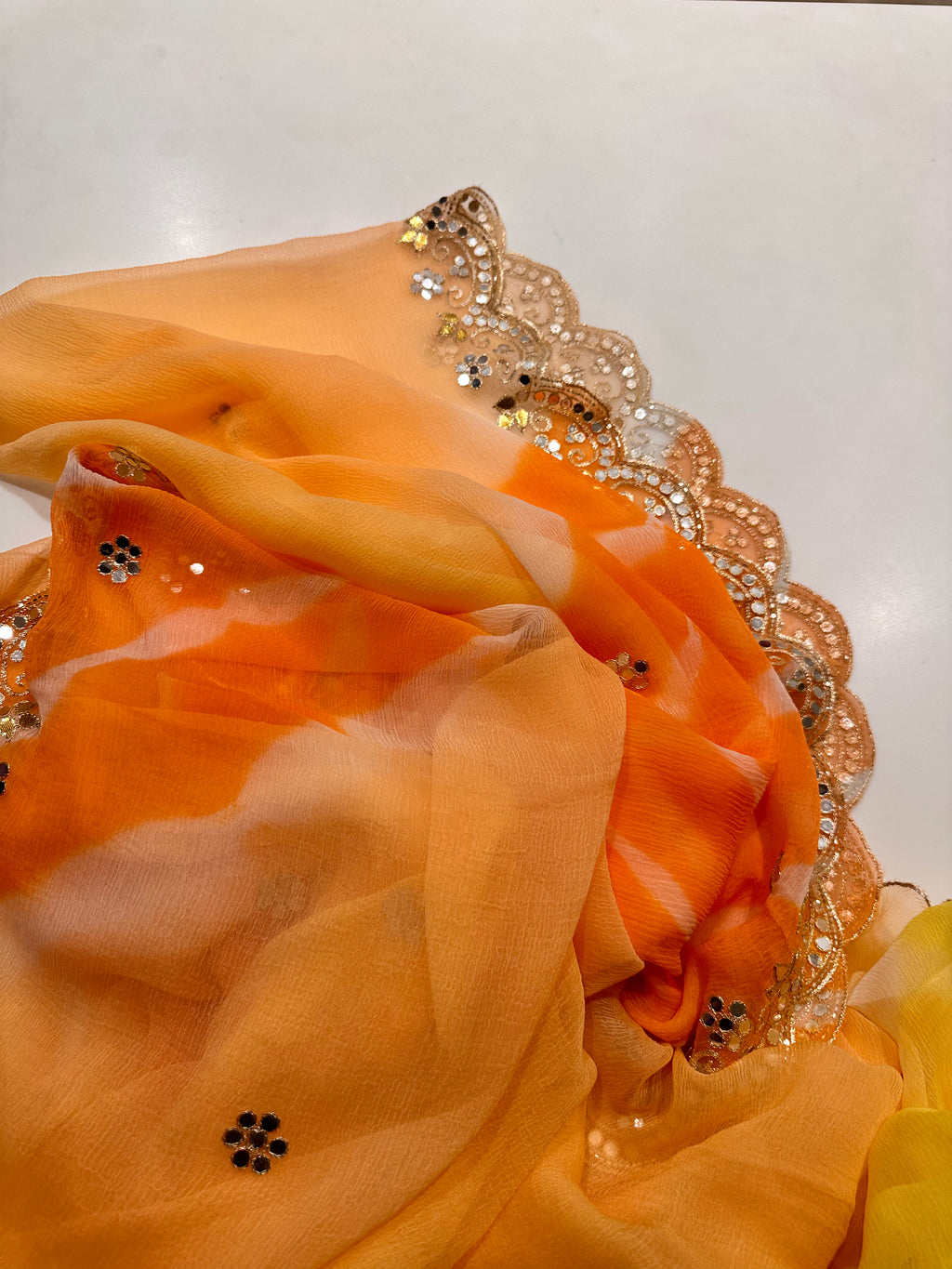 Lehriya chiffon saree