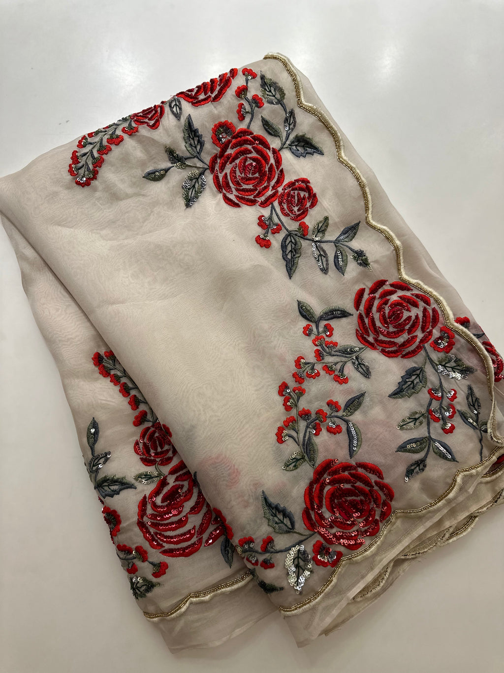 Luxe Pure organza rose saree