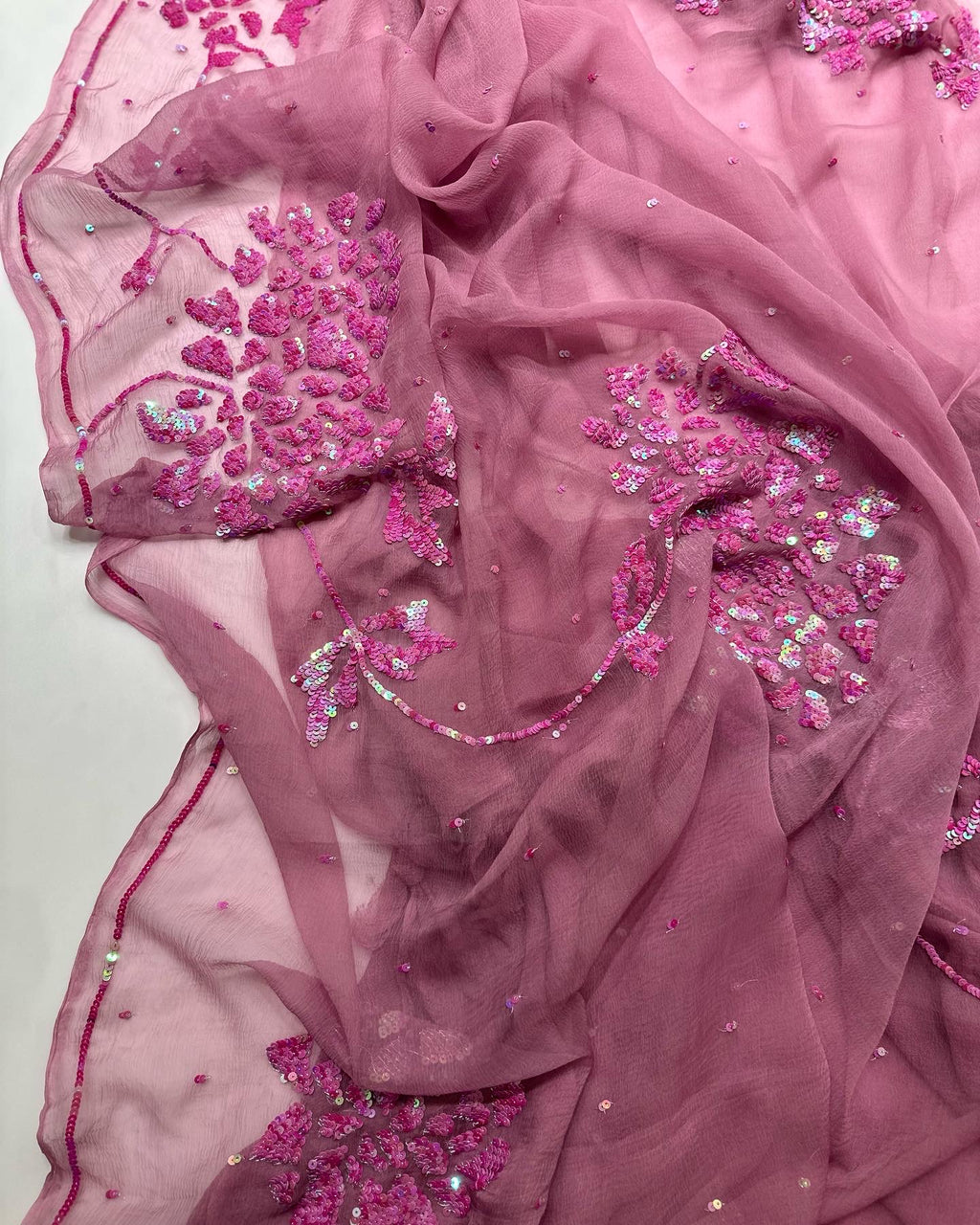 Plum Chiffon saree
